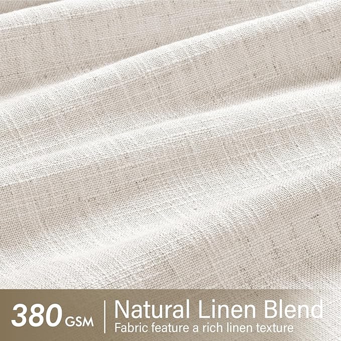 MIULEE Pinch Pleated Thick Linen Curtains 94 Inches Long 2 Panels for Living Room Bedroom, Pinch Pleat Drapes Back Tab Light Filtering Floor to Ceiling Semi Sheer Natural Farmhouse Window Curtains