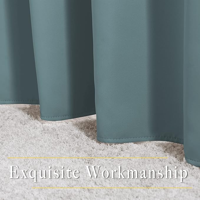 NICETOWN Greyish Blue Bedroom Curtains 96 inches Long, Grommet Thermal Insulated Room Darkening Window Treatments Sound Reducing for Living Room, W46 x L96, 2 Panels