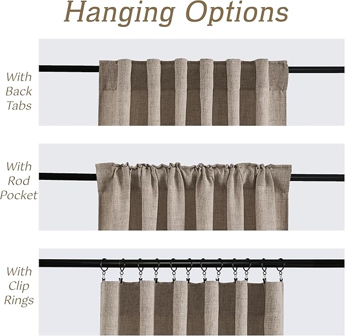 RYB HOME Linen Sheer Curtains and Drapes for Living Room and Bedroom 84 inches Length, Breathable Back Tab/Rod Pocket Semi Sheer Curtains, Oatmeal, W 52 x L 84 inches, 2 Panels Set