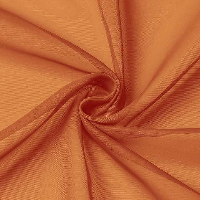 Cafe Curtains 36 Inch Length Tier 2 Pieces, Modern Soft Airy Sheer Kitchen Short Curtains for Small Window, Rod Pocket Small Curtain for Bathroom Basement, Orange, Each, 42" Wx36 L Inches