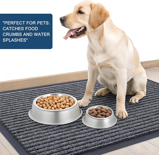 OLANLY Front Door Mat Indoor Outdoor Entrance, 2-Pack 59 x 34 Inch, Waterproof Heavy Duty Doormat, Fade Resistant, Low Profile, Easy Clean Patio Porch Welcome Floor Mats for Entry, Grey