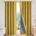 Joydeco Blackout Curtains for Bedroom - 100% Light Blocking 2 Panels Set Yellow Drapes 42"W x 108"L, Thermal Insulated Room Darkening Curtains, Linen Textured for Living Room, Rod Pocket & Back Tabs