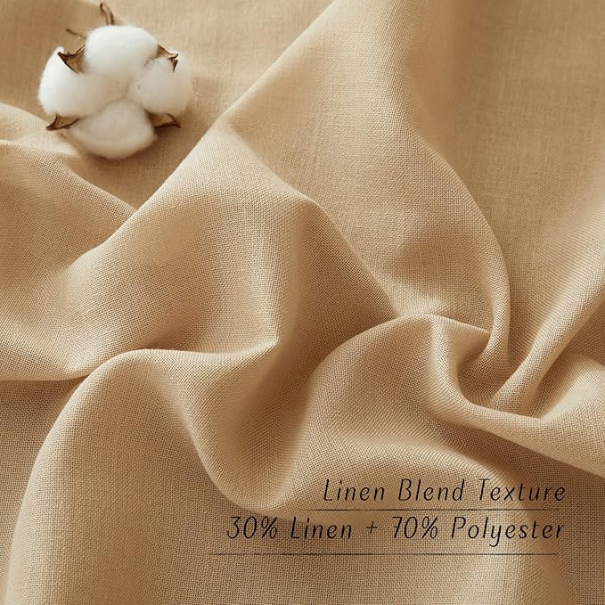NICETOWN Thick Linen Burlap Curtains for Bedroom, Grommet Linen Blend Semitransparent Privacy Added Window Treatments Light Filtering Curtains for Living Room, 55" W x 63" L, Set of 2