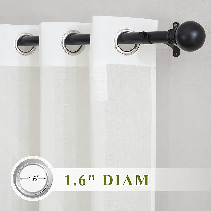 NICETOWN Faux Flax Linen Light Filtering Sheer Curtains for Sliding Door, Grommet Rustic Flax Window Treatment Semi Sheer Drapes for Farmhouse/French Door, Ivory, W70 x L84, Set of 2