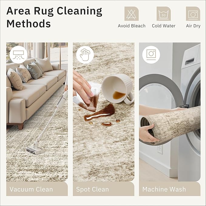 Runner Rug 2x5 Washable Non-Slip Kitchen Runner Rugs for Bathroom Laundry Room Brown Vintage Floor Carpet Runners for Hallway Entryway