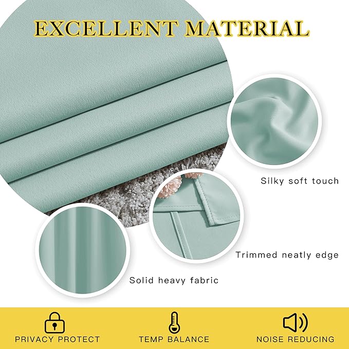 NICETOWN Room Darkening 118 inch Long Curtains, Grommet Thermal Drapes Weighted Room Divider Wide Window Treatments for Living Room, W66 x L118, Aqua Blue, 2 Panels