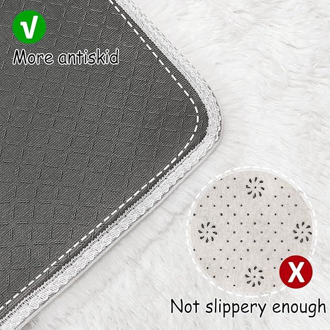 Small Area Rug for Bedroom 2x3ft Mini White Fluffy Rug Mat Bedside Throw Rug for Kids Room Boys Teens Nursery Baby Dorm Living Room Home Decor Aesthetic Carpets