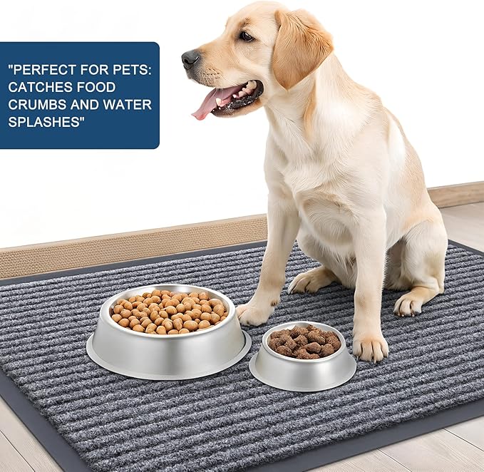 OLANLY Front Door Mat Indoor Outdoor Entrance, Waterproof Heavy Duty Doormat, Fade Resistant, Low Profile, Easy Clean Patio Porch Welcome Floor Mats for Entry, 40x32, Light Gray