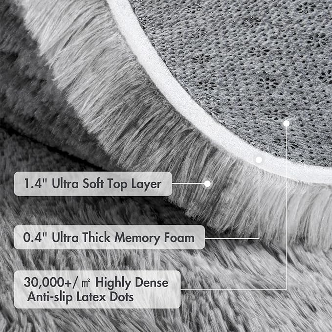 9x12 Ft Extra Large Shag Rugs for Living Room, Tie Dyed Ultra Soft Fluffy Furry Area Rugs for Bedroom Indoor Floor, Aesthetic Carpet for Kids Home Decor (Grey)