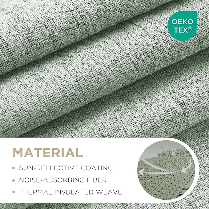 Joydeco Blackout Curtains for Bedroom - 84 Inch Long 100% Light Blocking 2 Panels Sage Green Drapes, Thermal Insulated Room Darkening Curtains, Linen Textured for Living Room, Rod Pocket & Back Tabs