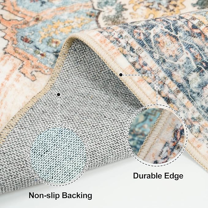 TOPRUUG Washable Runner Rug 2x12 - Hallway Runner Rug Kitchen Rugs and Mats Non Skid Washable Waterproof Carpet Runner for Living Room Bedroom Bathroom (Blue, 2X12)