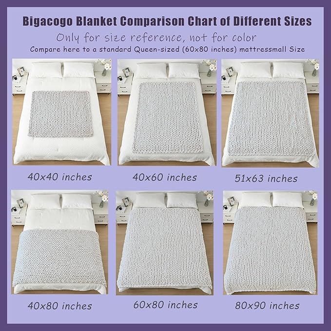 Bigacogo Chunky Knit Throw Blanket for Couch, 40x80 inches, 100% Hand Knitted with Thick Jumbo Chenille Yarn, Cozy Soft Large Rope Knot Cable Crochet Blankets for Sofa Bed Living Room, Rose Tan