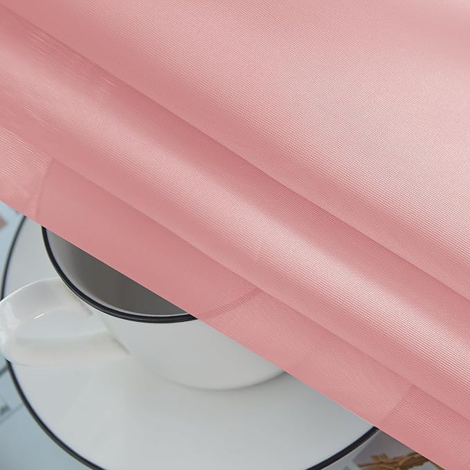 youleyar Solid Sheer Rod Pocket Curtain Voile Draperies 2 Panels White Beige Black Grey Coffee 52 Inch Width 84 Inch Long 1 Pair for Kitchen Bedroom Children Living Room Yard (Blush,52Wｘ84L)