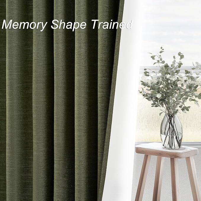 Topfinel Dark Olive Green Blackout Curtains 96 Inch Long 2 Panels Set with Hook,Back Tab Pinch Pleated Drapes for Track System,Darkening Modern Window Curtains for Bedroom,- Loden/Olive Forest 52x96