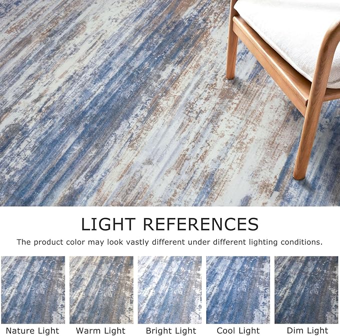 KOZYFLY Modern Abstract Hallway Runner Rug, 2.6x8 Washable Rug Runner Non-Slip Soft Striped Kitchen Runner Rugs, Print Blue Rust Carpet Runner for Entryway Bathroom Laundry Room Foyer