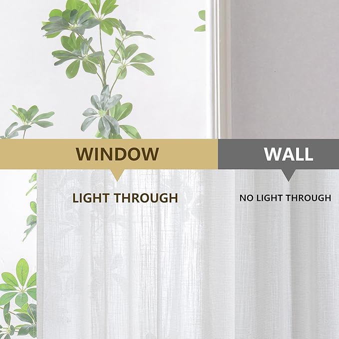MYSKY HOME Natural French Door Curtains for Door Window 72 Inch Length Semi Sheer Light Filtering Curtain for Bedroom Window Glass Rod Pocket for Kitchen Dining Room, Beige White, 26" Wide,2 Panels