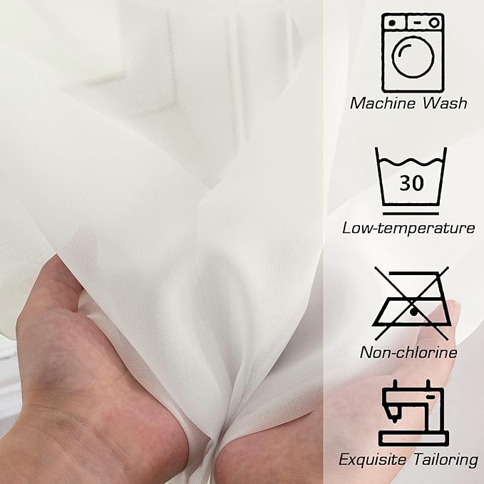 Simplebrand Ivory Valances 14 Inches Long for Living Room Pocket 2 Panel Light Filtering Sheer Translucent Valence Toppers for Window Kitchen Bathroom Bedroom Ivory 42x14 Inch Length