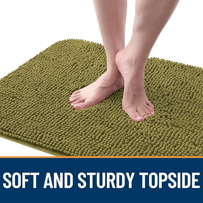 OLANLY Dog Door Mat for Muddy Paws 47x20, Absorbs Moisture and Dirt, Absorbent Non-Slip Washable Doormat, Quick Dry Chenille Mud Mat, Entry Indoor Entryway Carpet for Inside Floor, Willow Green