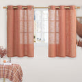 LAMIT Terracotta Linen Curtains 54 Inch Length 2 Panel Set, Semi Sheer Bronze Grommet Window Drapes Light Filtering Rustic Boho Panels for Bedroom/Kitchen/Farmhouse, 34 x 54 Inch