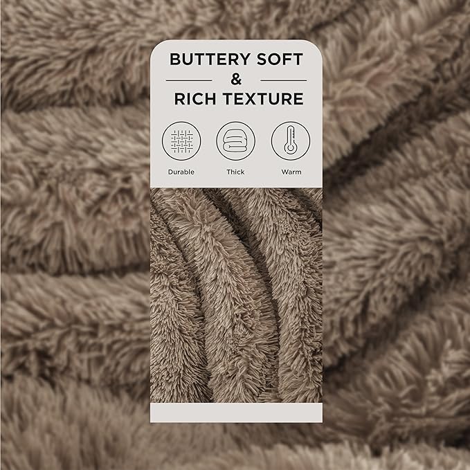 Bedsure GentleSoft Fuzzy Sherpa Faux Fur Twin Blanket, Brown Cozy Gifts for Women Men, Soft Fleece Plush Warm Minky Thick Blanket Twin Size for Bed, Couch, Brown Room Decor Dorm Essentials, 60x80