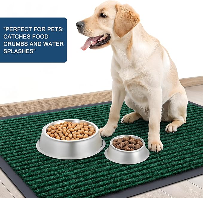 OLANLY Front Door Mat Indoor Outdoor Entrance, 2-Pack 29.5 x 17 Inch, Waterproof Heavy Duty Doormat, Fade Resistant, Low Profile, Easy Clean Patio Porch Welcome Floor Mats for Entry, Green