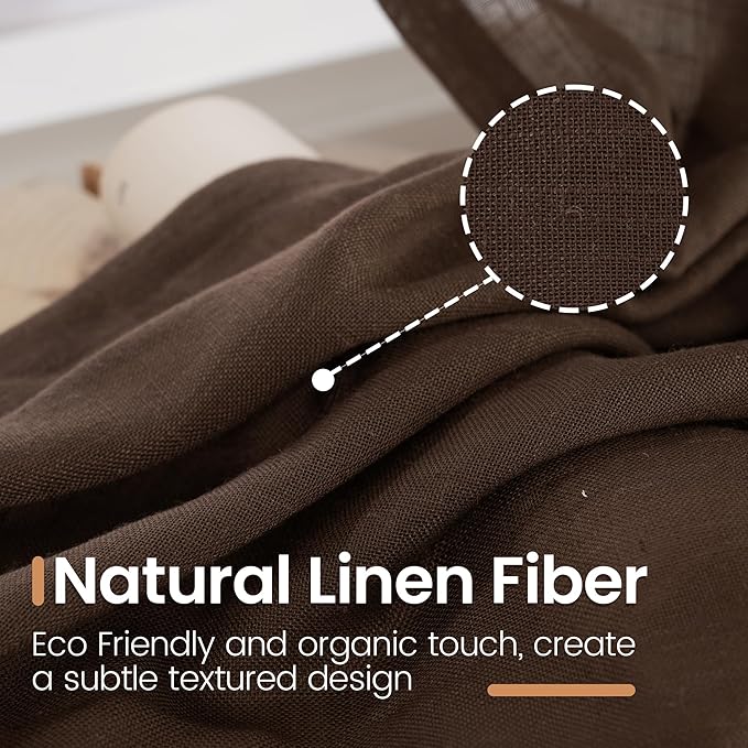 BGment Linen Curtains 84 Inch Length for Living Room, Brown Lightweight Rustic Country Window Drapes for Farmhouse Bedroom Dining Room Decor Rod Pocket Textured, 2 Panels Set, Each 60 Inch Wide
