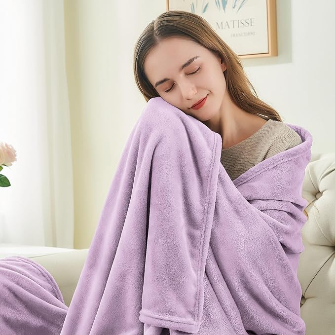 BEDELITE Fleece Blanket Twin Size Lilac Throw Blankets for Couch & Bed, 300GSM Luxury Plush Cozy Fuzzy Blanket 60x80 inches, Super Soft Warm Lightweight Throw Blanket for Travel Camping