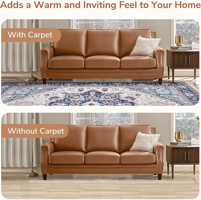 OPPODREAM Soft Throw Rugs 2x3, Small Washable Entryway Rugs 2 x 3 with Non Slip Backing, Low-Pile Faux Cashmere 2 x 3 Carpet, Navy Blue & Red & Cream