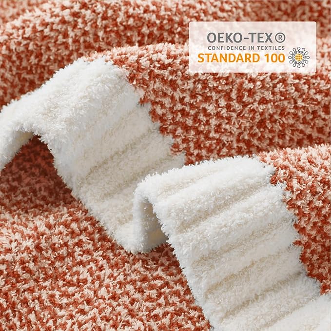 Snuggle Sac Orange Throw Blanket for Fall, Ultra Soft Warm Fall Blanket for Couch, Cozy Fuzzy Knit Microfiber Blankets and Throw Dupes for Sofa, Bed, Orange 50 x 60 inches