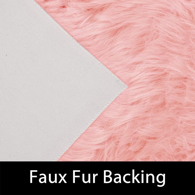 Latepis Pink Fur 5x8 Area Rug for Living Room Bedroom Faux Sheepskin Rugs Fuzzy Shaggy Plush Rug for Girls Room Cute Home Décor, Rectangle