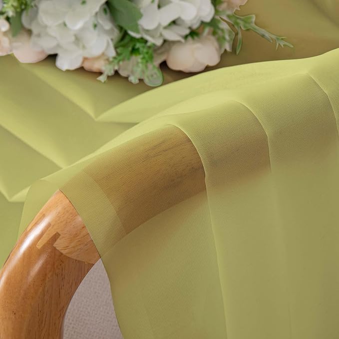 Chyhomenyc Sheer Lemon Curtains 90 inches Long 2 Panels, Light Filtering Soft Airy Solid Elegant Voile Window Treatment Drapes for Bedroom Living Room, 42Wx90L Inches