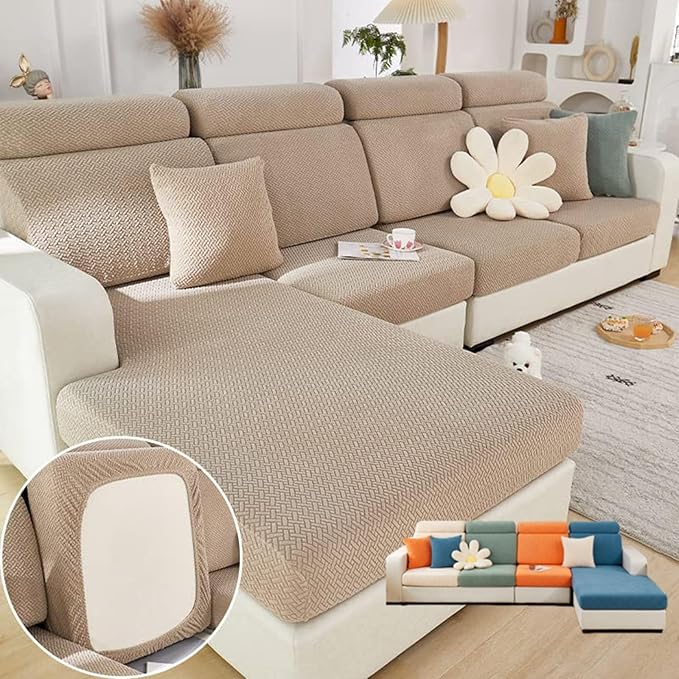 Soothing Home Sofa Covers, Sofa Hero Covers, Wear-Resistant Universal Couch Covers Washable Stretch Sectional Couch Cushion Covers (Coffee,Back Cover M)