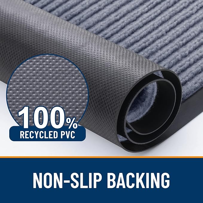 OLANLY Front Door Mat Indoor Outdoor Entrance, Waterproof Heavy Duty Doormat, Fade Resistant, Low Profile, Easy Clean Patio Porch Welcome Floor Mats for Entry, 47x32, Ash Grey