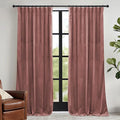 RYB HOME Dusty Pink Velvet Curtains 96 inch, Darkening Window Curtains for Living Room Energy Efficient Backdrop Festival Decor for Girls Bedroom Dining Room, Wild Rose, W52 x L96 inch, 2 Panels