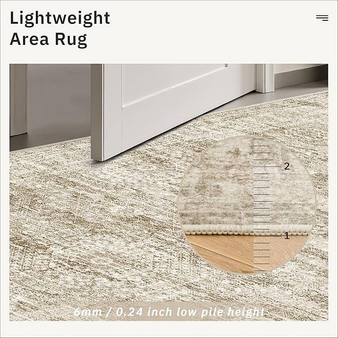 Runner Rug 3x6 Washable Non-Slip Kitchen Runner Rugs for Bathroom Laundry Room Brown Vintage Floor Carpet Runners for Hallway Entryway