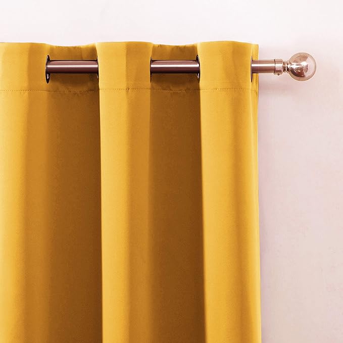 LEMOMO Yellow Thermal Blackout Curtains/42 x 95 Inch/Set of 2 Panels Room Darkening Curtains for Bedroom