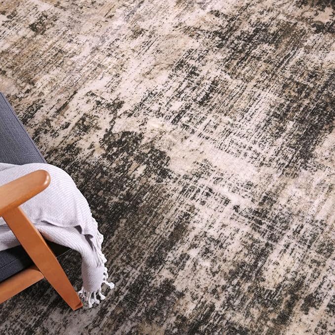 IOHOUZE Round Area Rug 5 Ft Circle Entryway Rugs Round Washable Door Mat Indoor Entrance, Non Slip Circle Front Door Rug, Printed Abstract Faux Wool Floor Carpet for Foyer Porch Sink, Brown/Rust