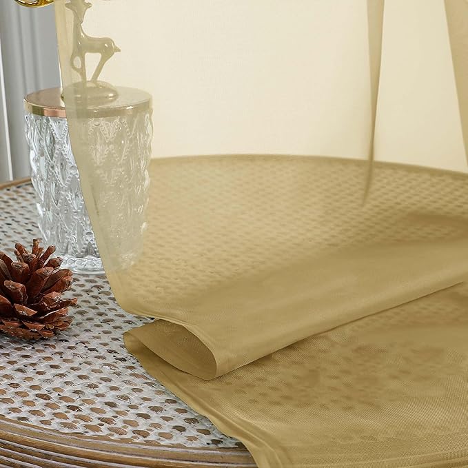 Gold Sheer Curtains 84 Inches Long 2 Panels Set for Bedroom Living Room, Soft Airy Light Filtering Modern Solid Rod Pocket Drapes Window Treatments, Gold, Each 59" W x 84" L