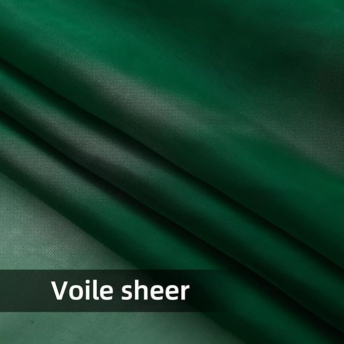youleyar Solid Sheer Rod Pocket Curtain Voile Draperies 2 Panels White Beige Black Ivory Grey 26 Inch Width 30 Inch Long 1 Pair for Kitchen Bedroom Children Living Room Yard(Foliage Green,26W x 30L)