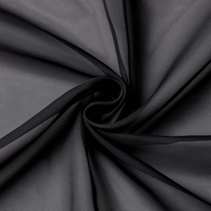 Black Sheer Curtains 90 Inches Long 2 Panels Set for Bedroom Living Room, Soft Airy Light Filtering Modern Solid Rod Pocket Drapes Window Treatments, Black, Each 59" W x 90" L
