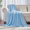 JIAHANNHA Flannel Fleece Blanket Twin Size(60 by 80 Inches),Light Blue Throw Blanket for Couch Sofa Bed 280GSM,Super Soft Plush Cozy and Lightweight Warm Bed Blanket for All Season