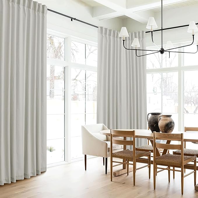 RYB HOME Nursery Soft Linen Sheer Curtains for Kids, Sheer Lightweight Back Tab Light Filtering Fabric Shades for Dining Room Guest Room, W 52 x L 108 inches, 2 Panels Set