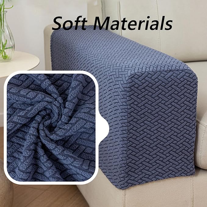 Soothing Home Sofa Covers, Sofa Hero Covers, Wear-Resistant Universal Couch Covers Washable Stretch Sectional Couch Cushion Covers (Blue,Arm Rest Covers 2pcs)