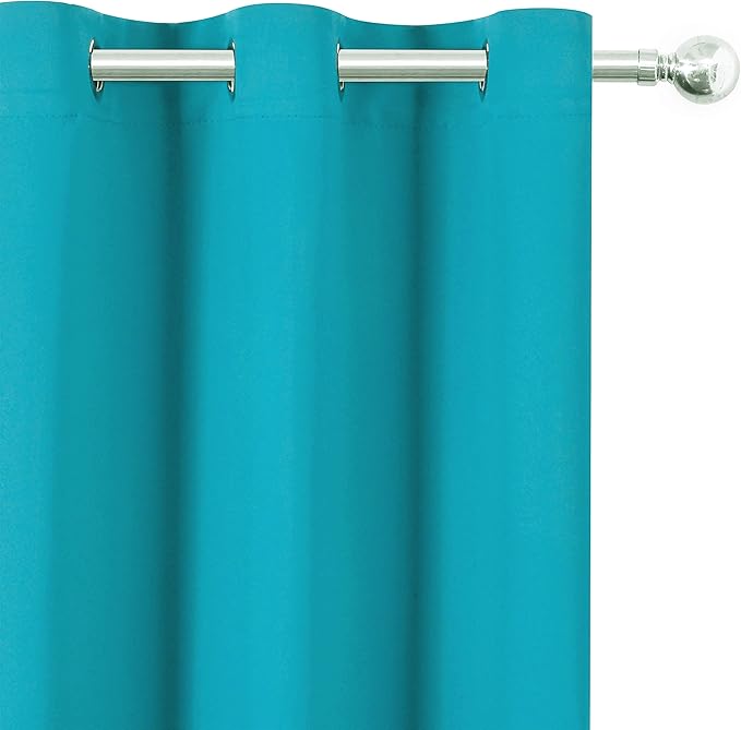 LEMOMO Teal Blackout Curtains 34 x 63 Inch Length/Set of 2 Curtain Panels/Thermal Insulated Room Darkening Blackout Curtains for Bedroom