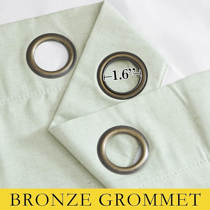 NICETOWN Sage Green Living Room Completely Shaded Linen Textured Draperies, 2 Pieces, W62 x L84, Privacy Protection & Noise Reducing Ring Top Drapes, White Lined Insulated Window Treatment Curtains