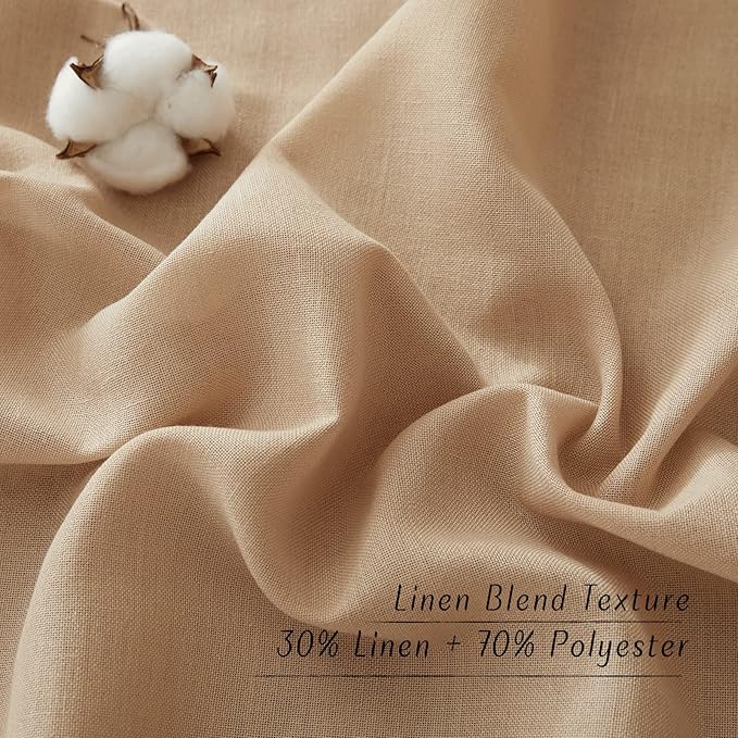 NICETOWN Linen Camel Window Curtains 84 inches Long, Grommet Thick Linen Blend Window Treatments Privacy Assured with Light Filtering for Bedroom/Living Room, W42 x L84