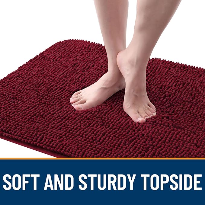 OLANLY Dog Door Mat for Muddy Paws 47x32, Absorbs Moisture and Dirt, Absorbent Non-Slip Washable Doormat, Quick Dry Chenille Mud Mat for Dogs, Entry Indoor Entryway Carpet for Inside Floor, Burgundy
