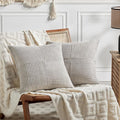 Fancy Homi 2 Packs Neutral Grey Decorative Throw Pillow Covers 16x16 Inch for Living Room Couch Bed, Rustic Farmhouse Boho Home Decor, Soft Corss Patchwork Corduroy Textured Square Cushion Case 40cm