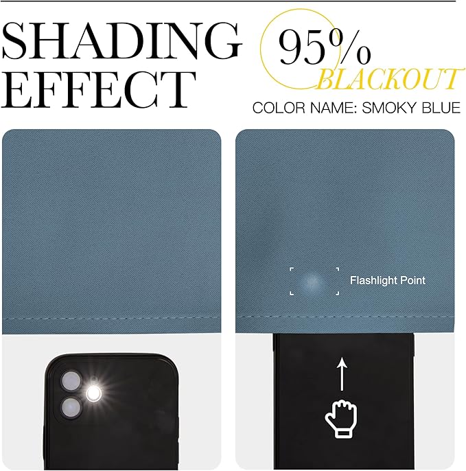 NICETOWN Blackout Curtains for Living Curtains, Smoky Blue, 2 Panels, 42 by 72, Room Darkening Window Curtain Panels, Easy-Care Solid Thermal Insulated Draperies/Drapes for Daughter Room