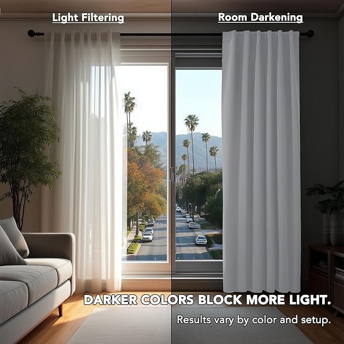 Deconovo Room Darkening Curtains, Thermal Insulated Noise-Reducing Window Panels for Bedroom, Living Room and Home Office, 2 Panels, Pure White, 70W x 95L Inch